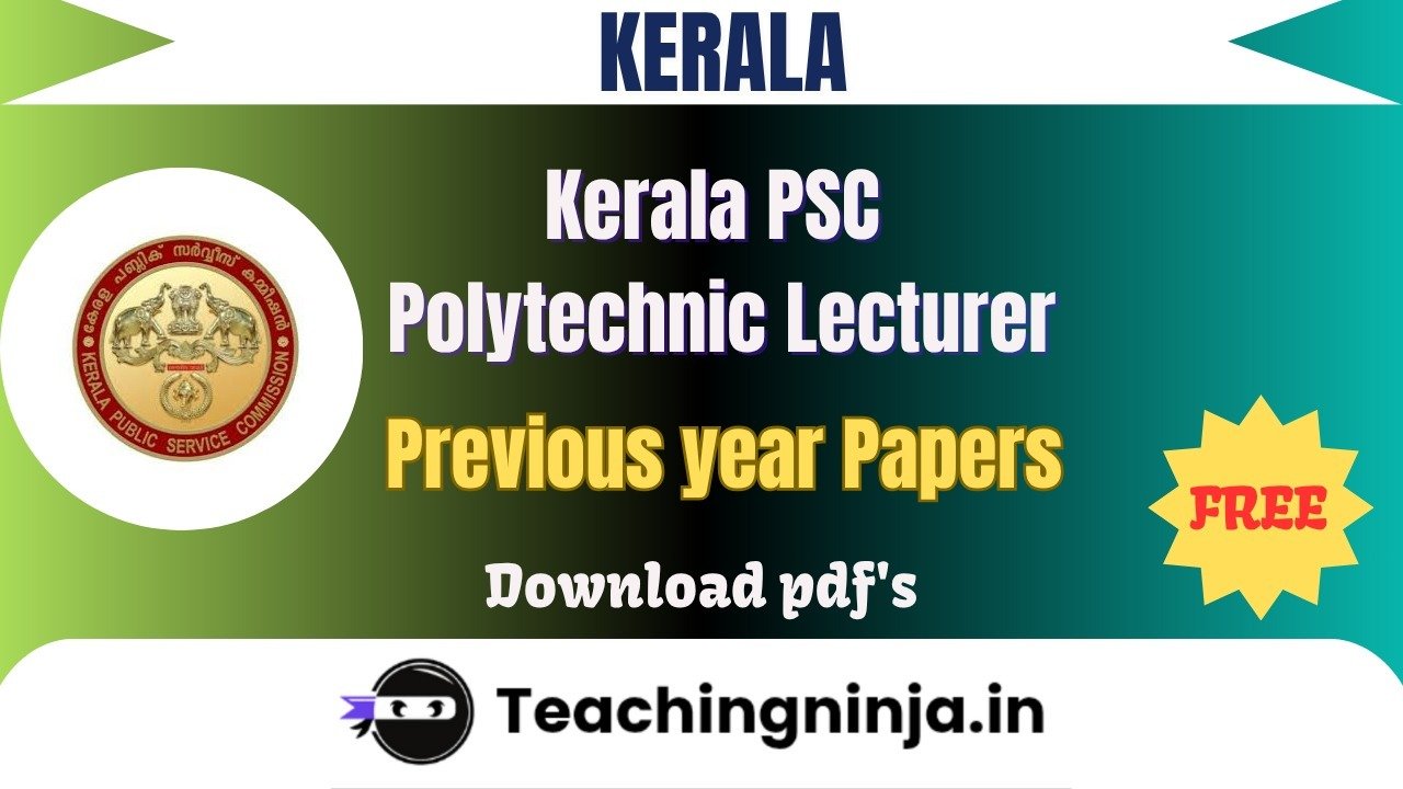 Kerala PSC Polytechnic Lecturer 2016 Pyp Free Pdf Download