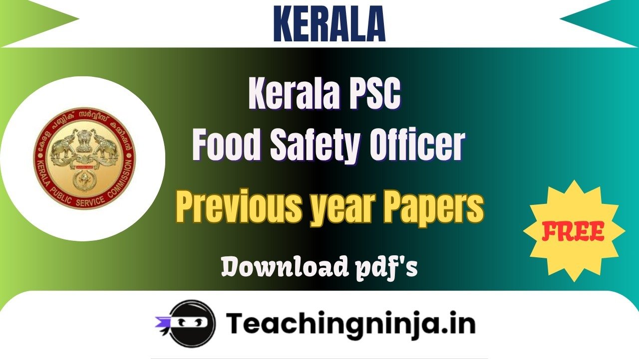 Kerala PSC Food Safety Officer 2020 Pyp Free Pdf Download