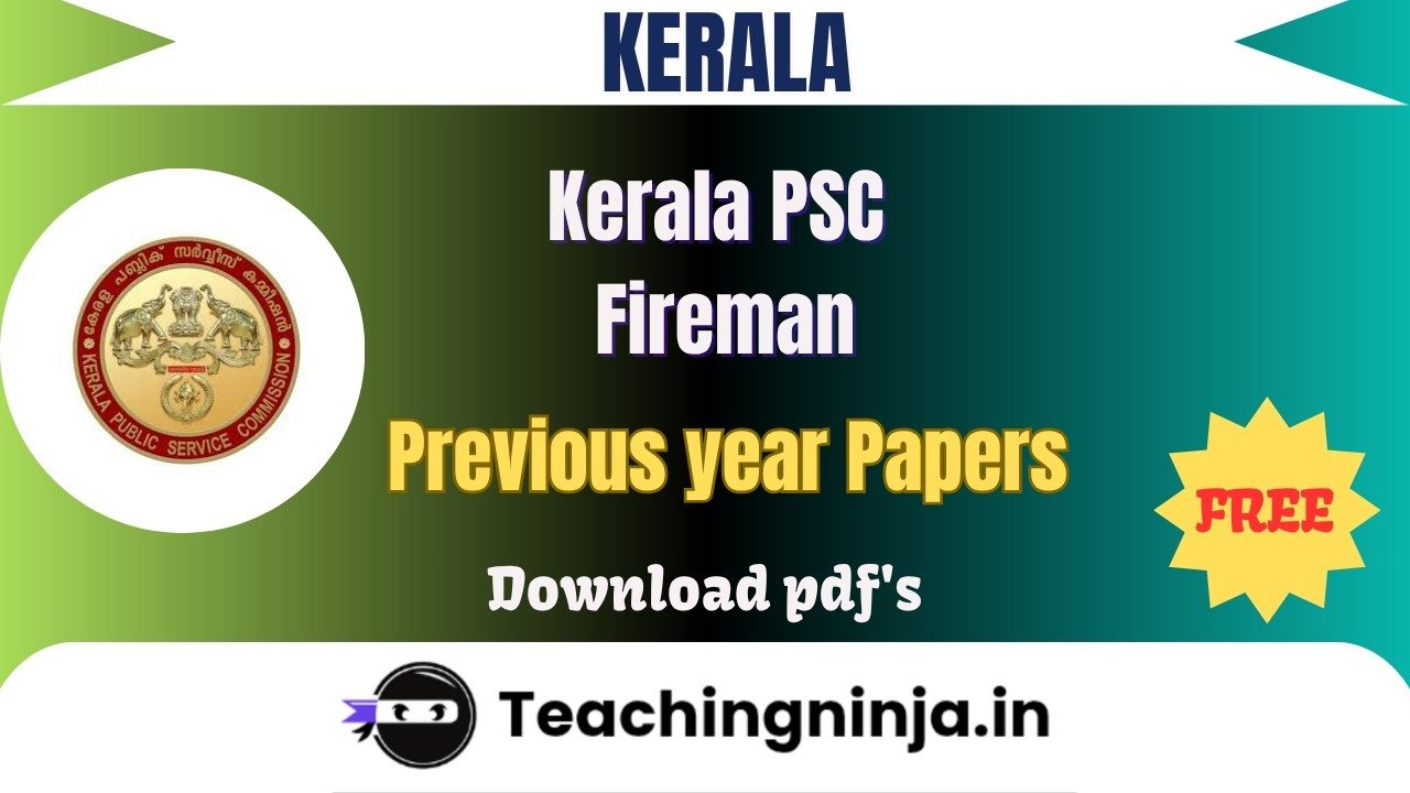 Kerala PSC Fireman Upto 2022 Previous Papers Pdf Free Download