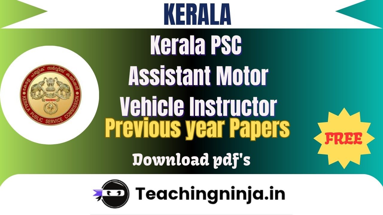 Kerala PSC Assistant Motor Vehicle Instructor 23 Pyps Free Pdf Download