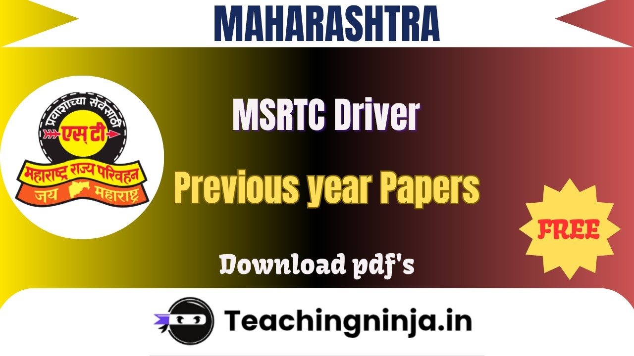 MSRTC Driver 2019 Previous Papers Download Free Pdfs