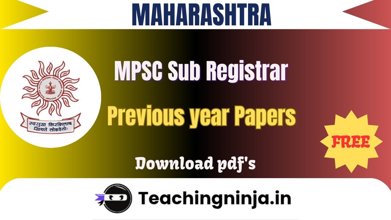 MPSC Sub Registrar 2023 Previous Papers Free Pdf Download