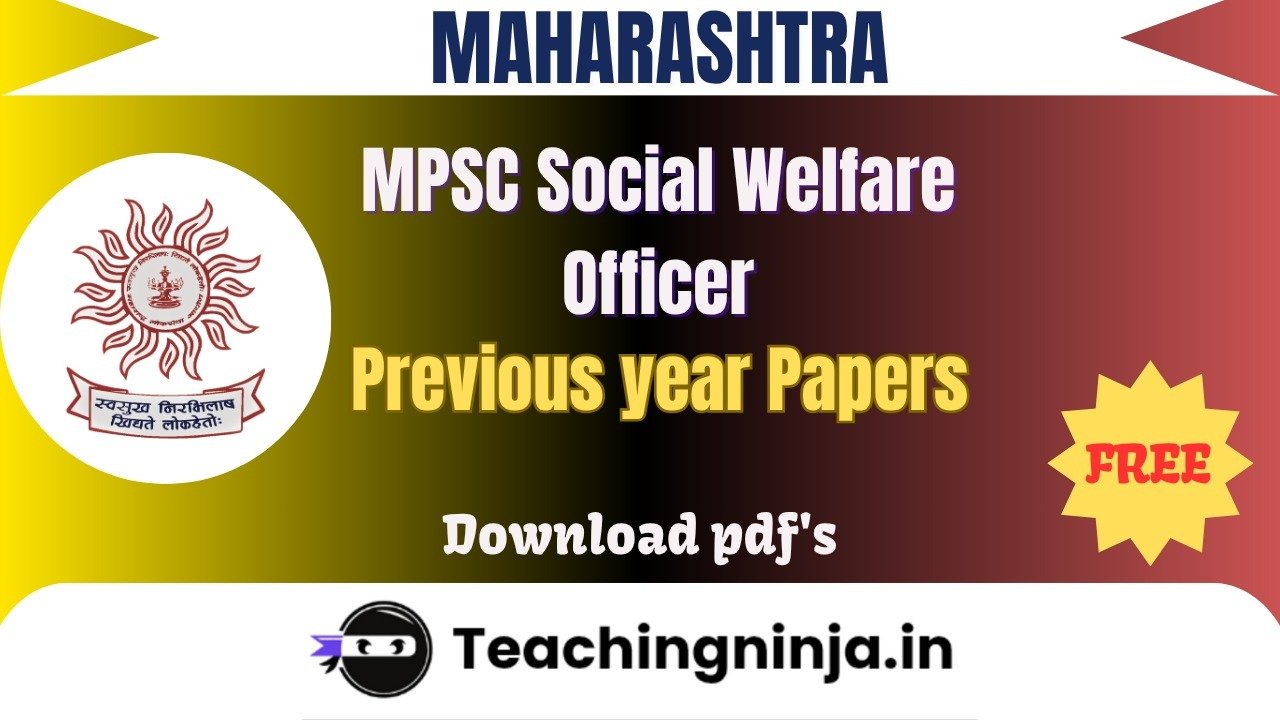 MPSC Social Welfare Officer Upto 2024 Pyp Free Pdf Download