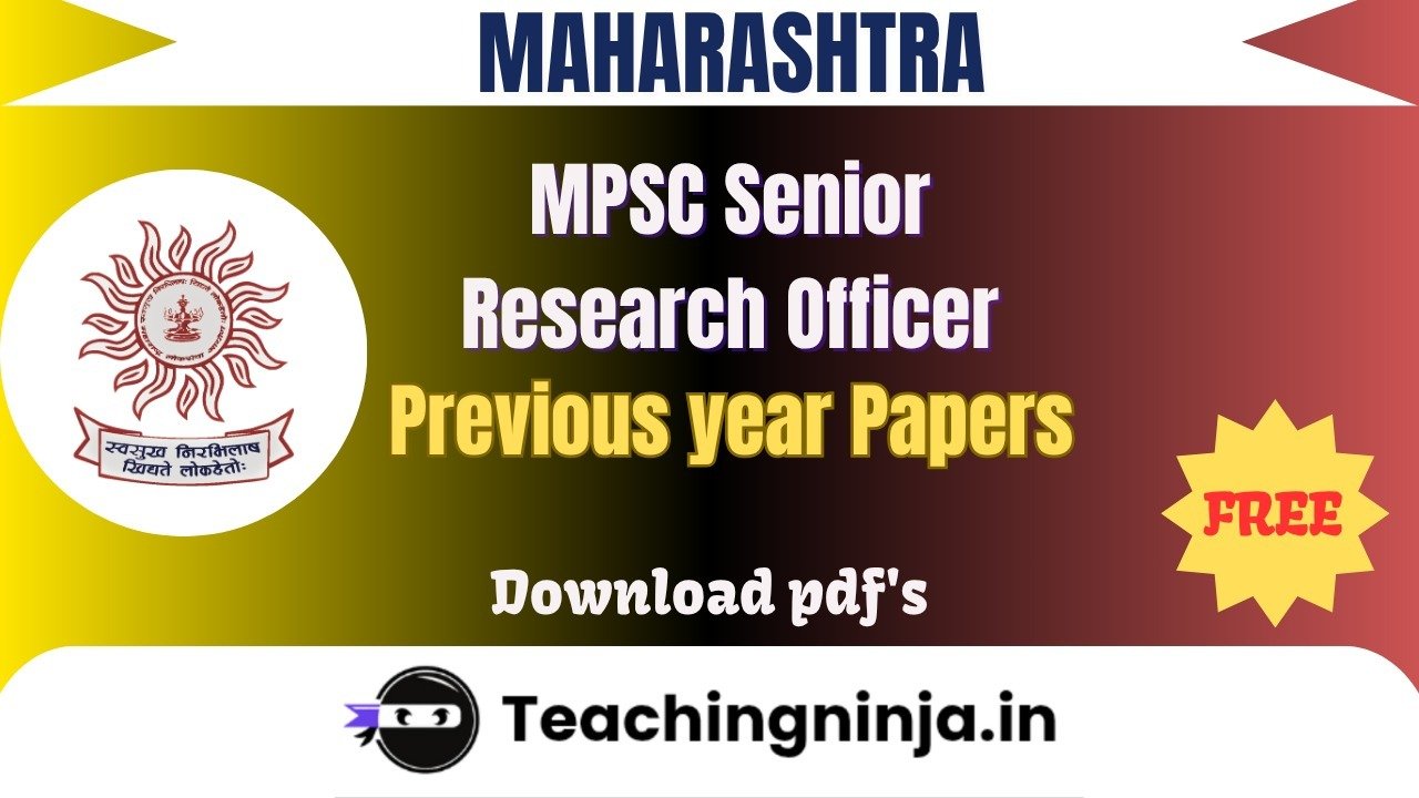 MPSC Senior Research Officer 2022 Pyp Free Pdf Download
