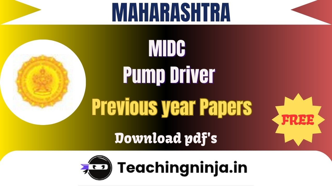 MIDC Pump Driver 2021 Previous Papers Free Pdf Download