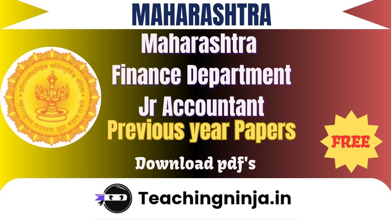 Maharashtra Finance Department Jr Accountant 2025 Previous Year Papers