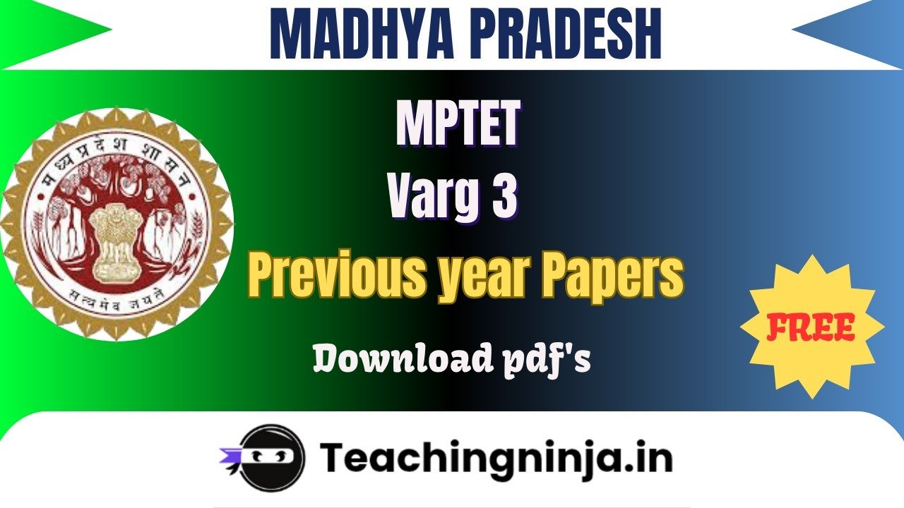 MPTET Varg 3 Previous Papers 2024 Free Pdfs Download