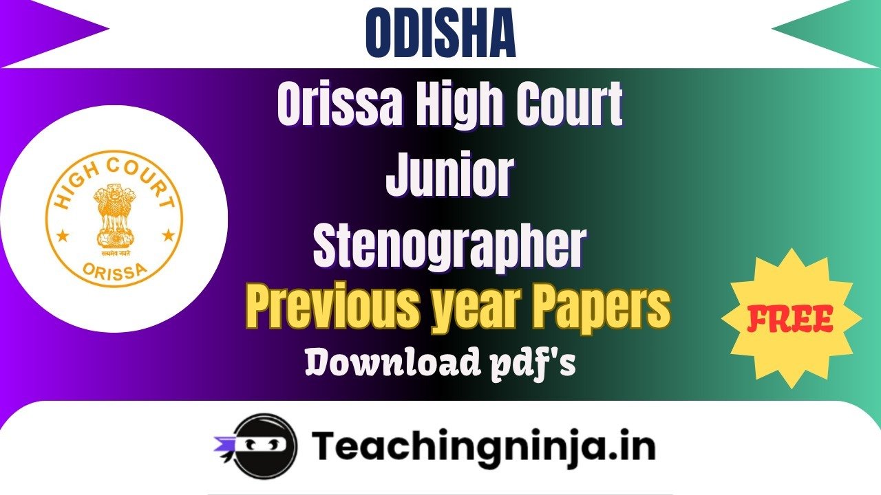 Orissa High Court Junior Stenographer 2024 Pyp Pdf Free Download