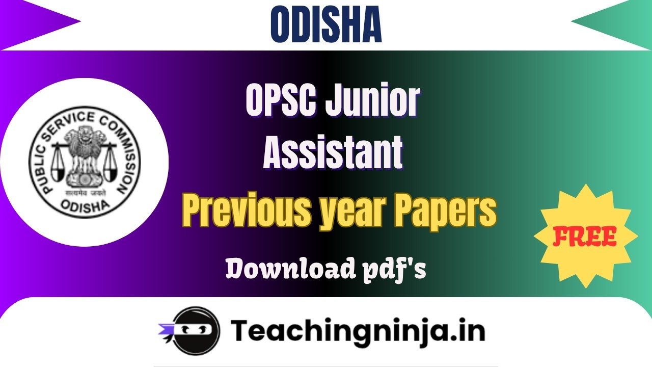 OPSC Junior Assistant 2023 Previous Papers Free Pdf Download