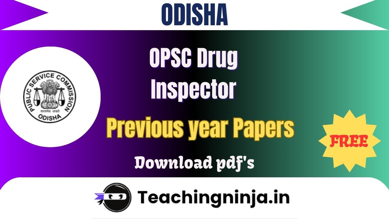 OPSC Drug Inspector 2013 Previous Papers Free Pdf Download