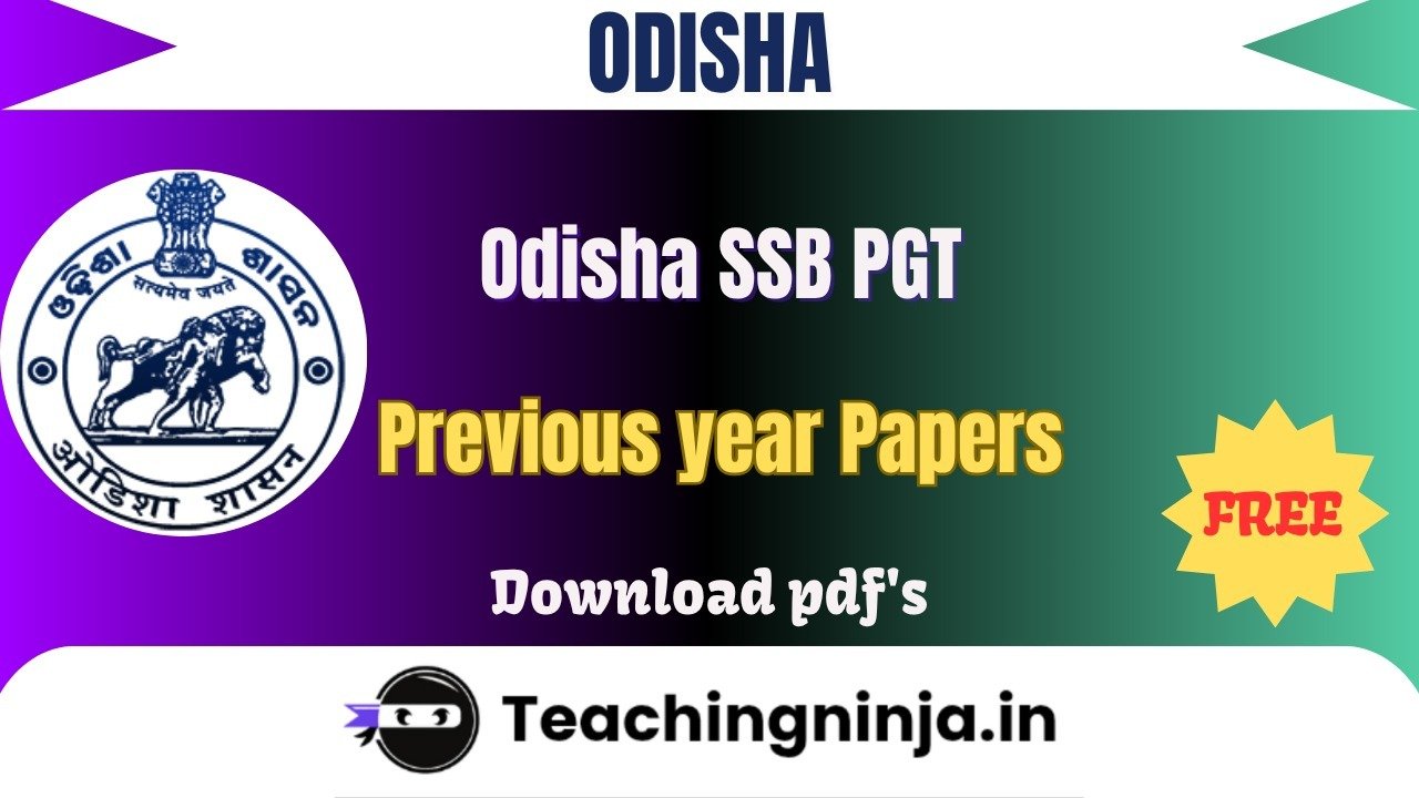 Odisha SSB PGT 2023 Previous Paper Free Download Pdfs