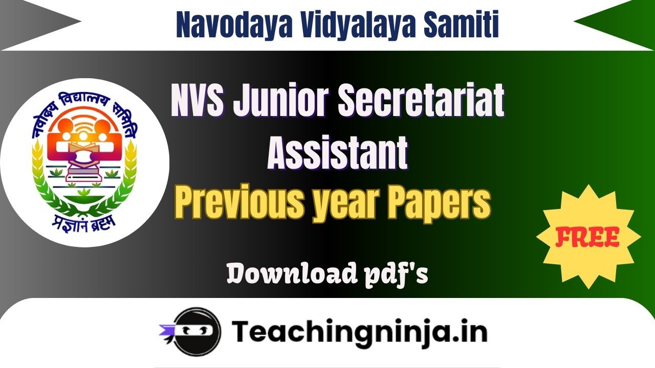 NVS Junior Secretariat Assistant 2022 Pyp Free Pdf Download