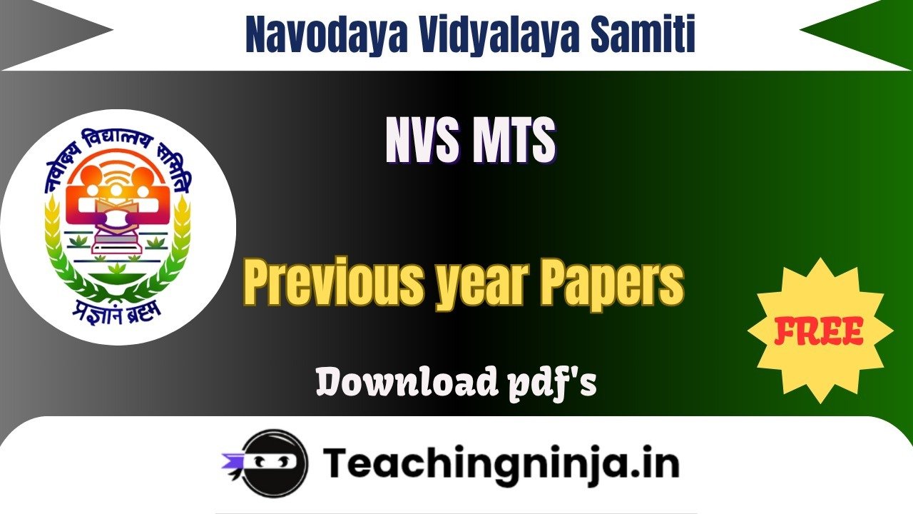 NVS MTS 2022 Previous Papers Free Download Pdfs