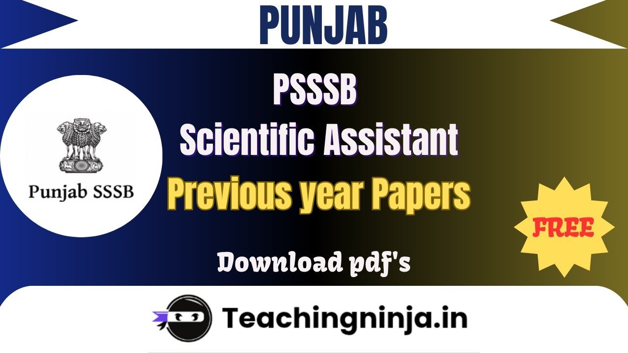 PSSSB Scientific Assistant 2024 Previous Papers Free Download Pdfs
