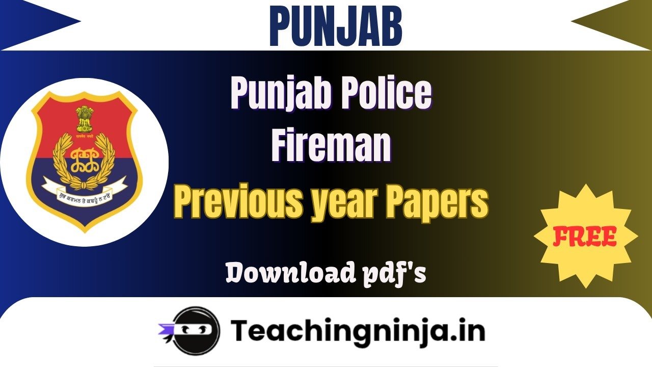 Punjab Police Fireman 2023 Previous Papers Free Pdf Download