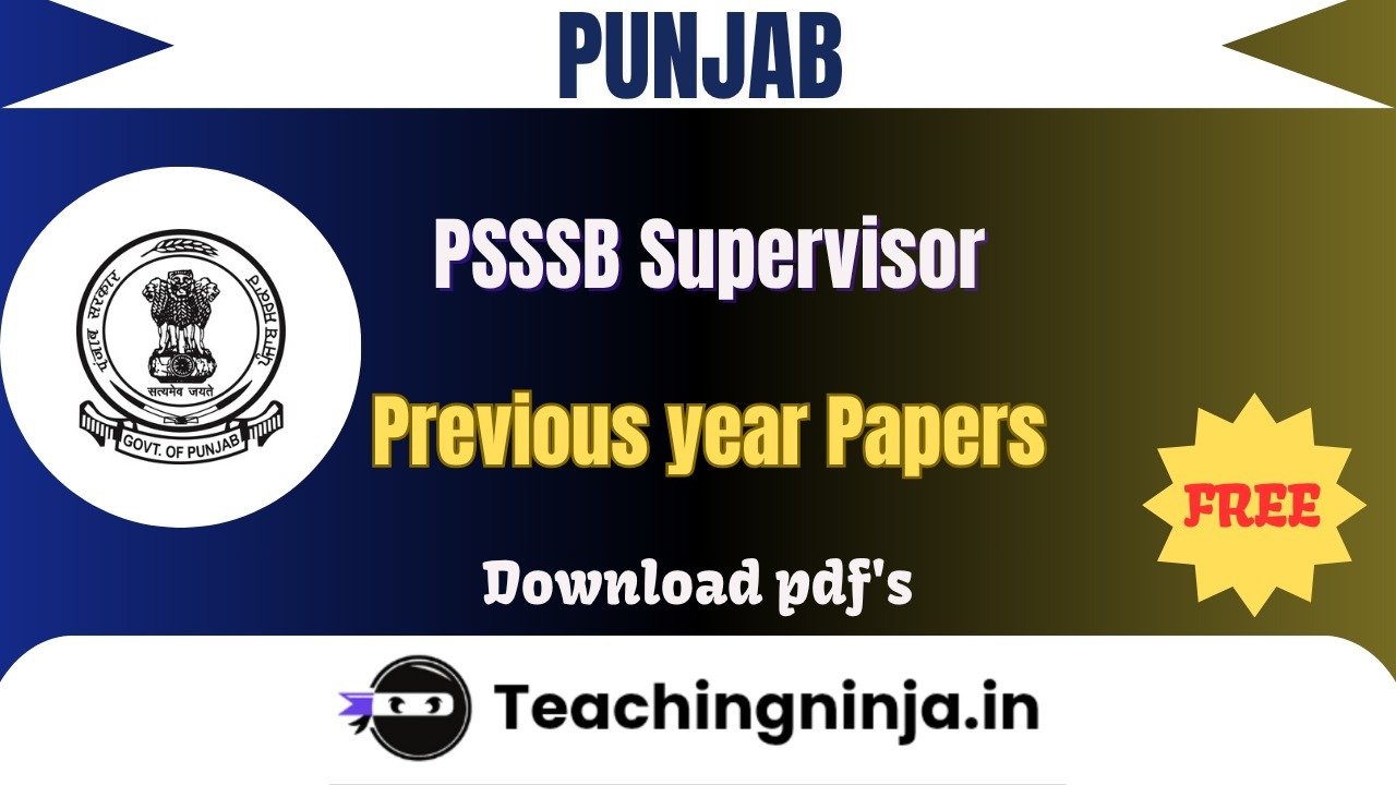 PSSSB Supervisor 2022 Previous Papers Download Free Pdfs