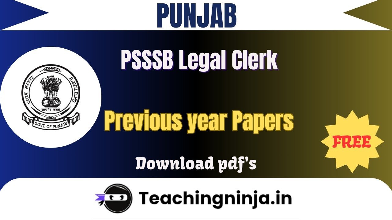PSSSB Legal Clerk 2024 Previous Paper Download Pdf Free