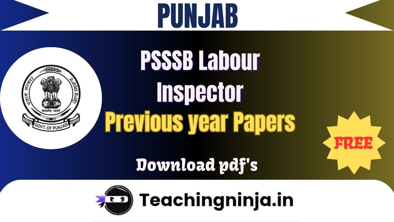 PSSSB Labour Inspector 2025 Previous Papers Free Pdf Download