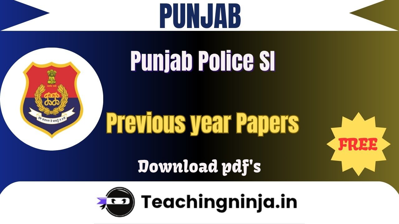 Punjab Police SI 2023 Previous Papers Download Free Pdf