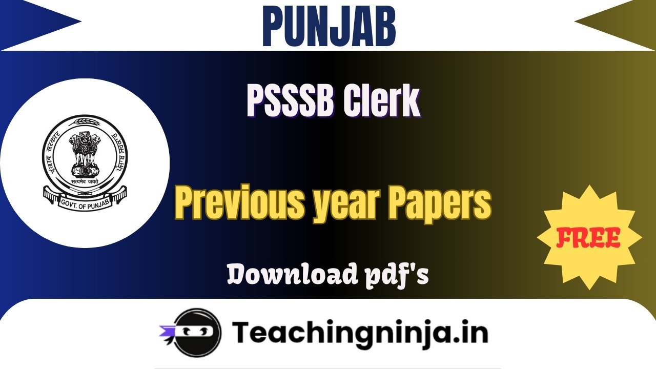 PSSSB Clerk 2023 Previous Papers Free Download Pdf