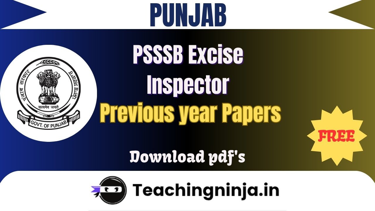 PSSSB Excise Inspector 2023 Previous Papers Free Pdfs Download