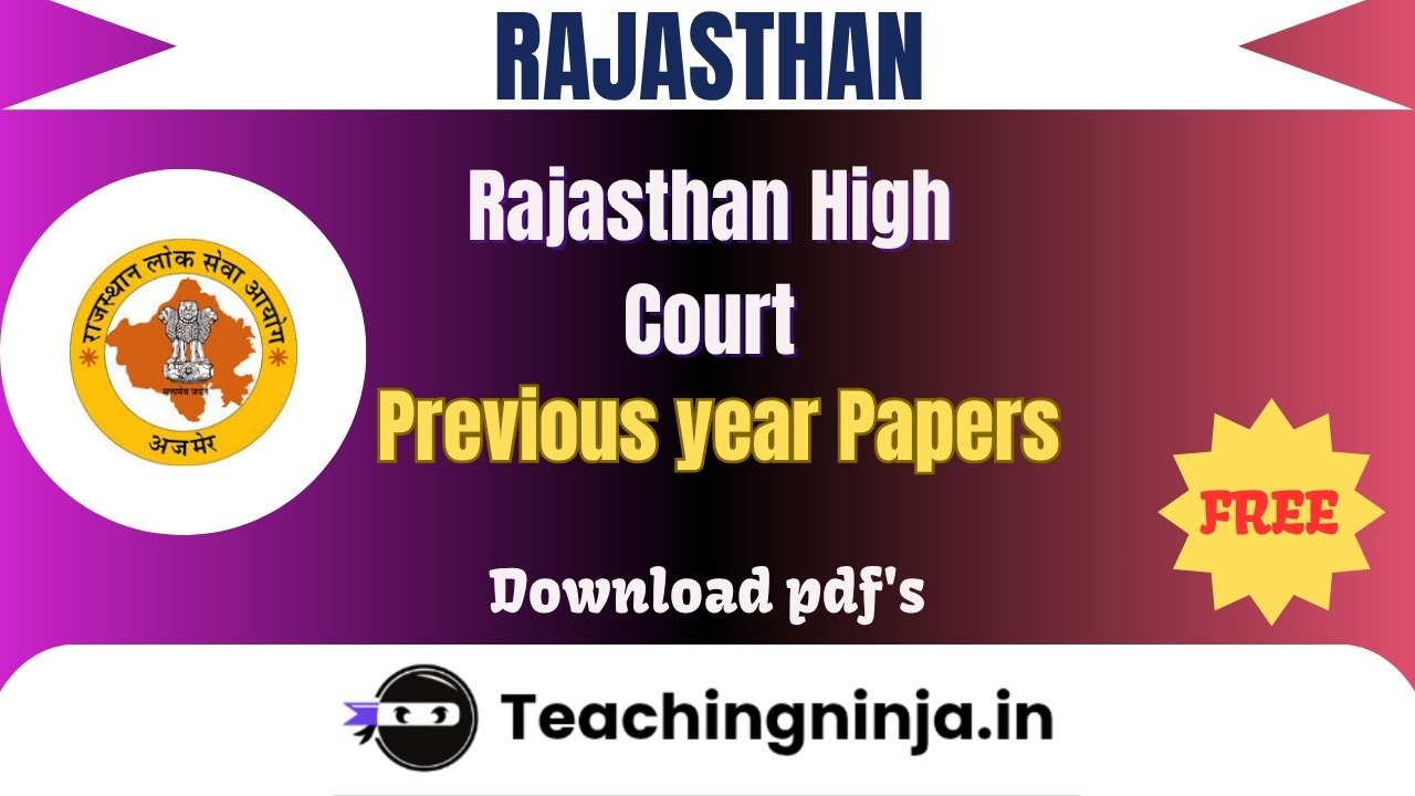 Rajasthan High Court 2023 Previous Papers Free Pdf Download
