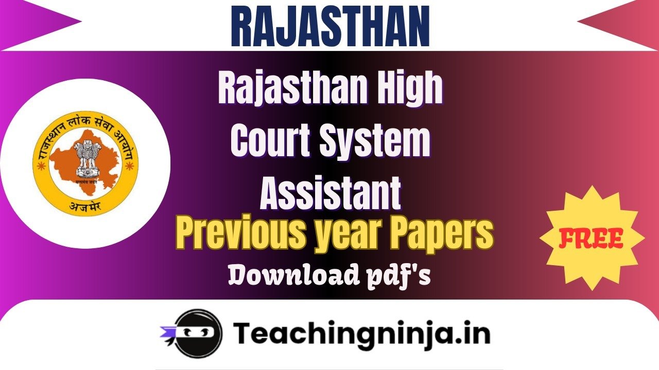 Rajasthan High Court System Assistant 2024 Pyps Free Pdf Download
