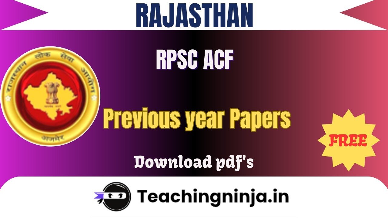 RPSC ACF 2023 Previous Papers Free Download Pdfs