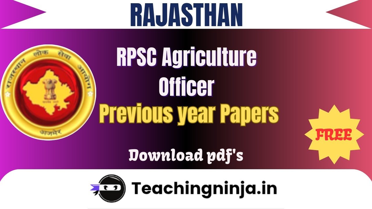 RPSC Agriculture Officer 2018 Previous Papers Free Pdf Download
