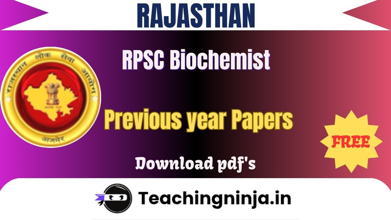 RPSC Biochemist 2015 Previous Papers Download Pdf Free