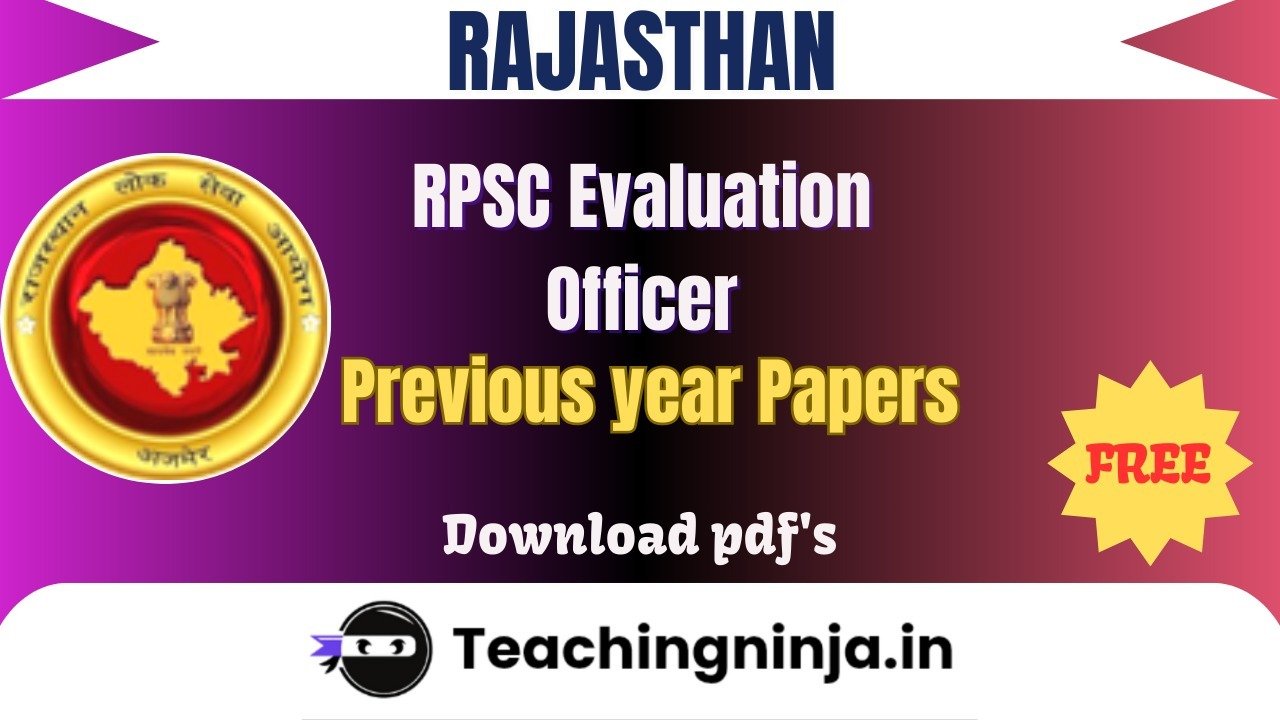 RPSC Evaluation Officer 2020 Previous Papers Free Pdf Download