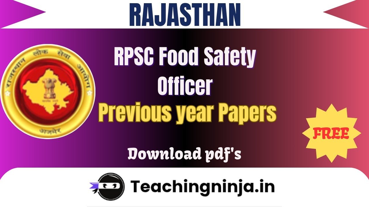 RPSC Food Safety Officer 2023 Previous Paper Free Pdfs Download