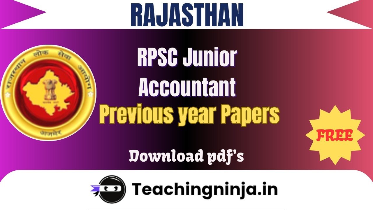 RPSC Junior Accountant 2015 Previous Papers Free Download Pdfs