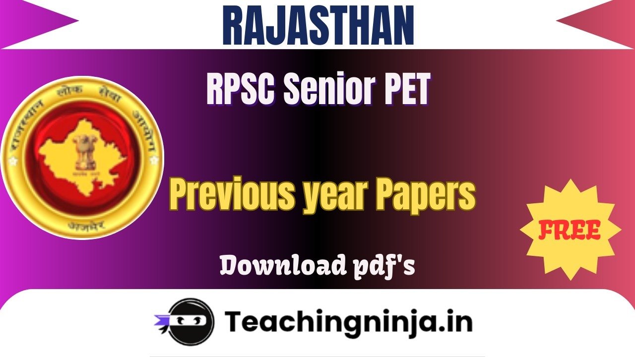 RPSC Senior PET 2023 Previous Paper Free Download Pdfs