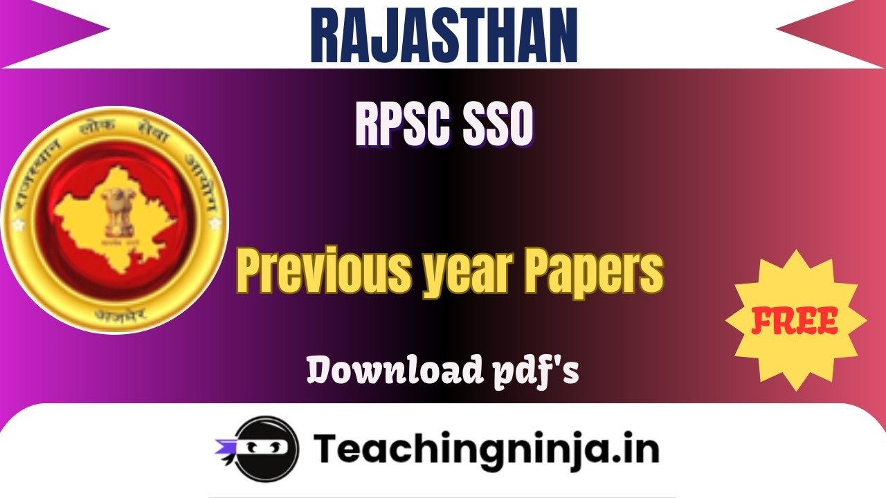 RPSC SSO 2025 Previous Paper Free Download Pdfs