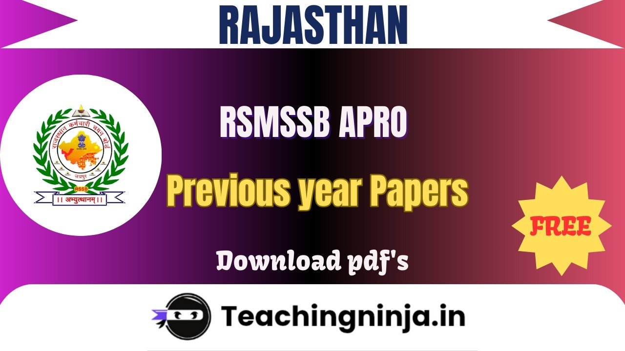 RSMSSB APRO 2022 Previous Papers Free Download Pdfs