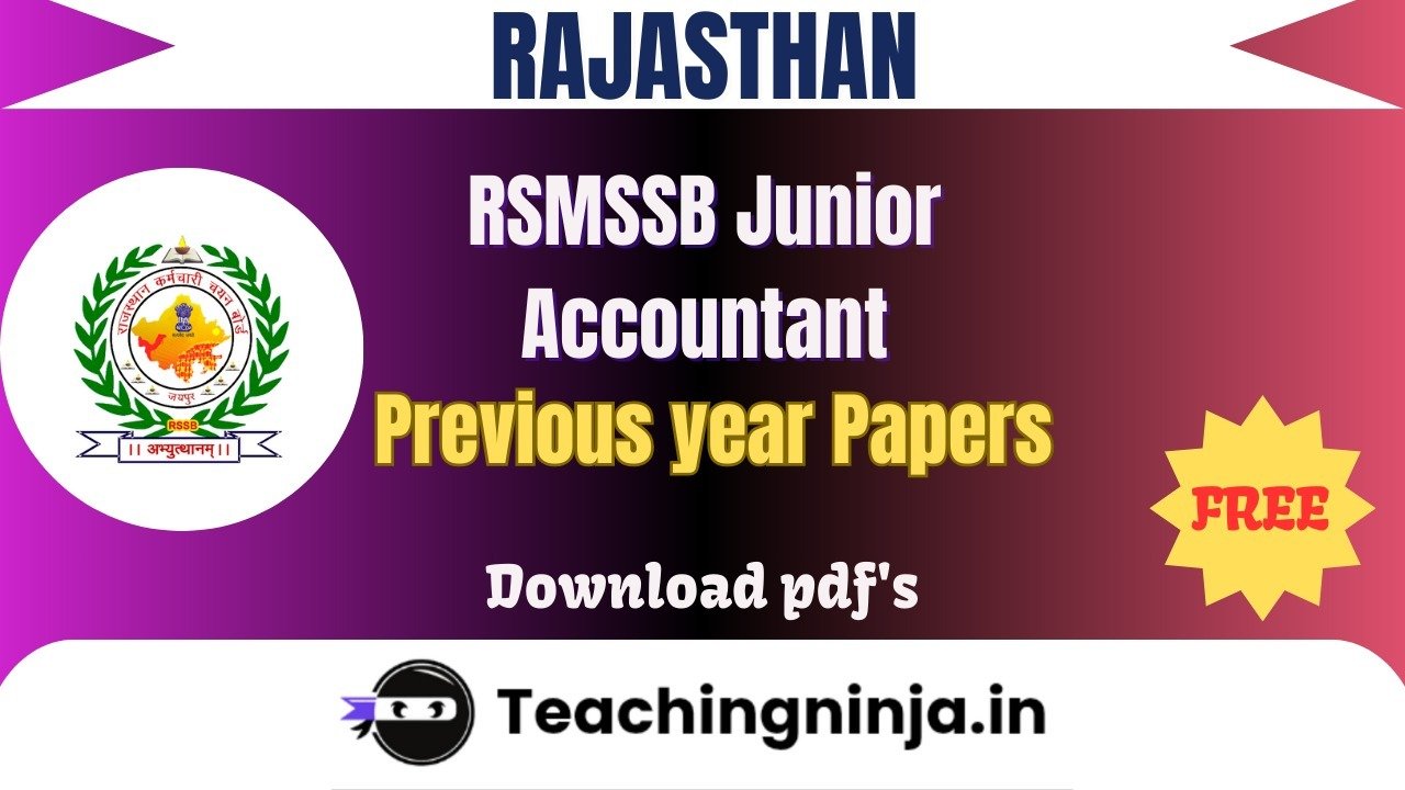 RSMSSB Junior Accountant 2024 Pyps Free Download Pdfs