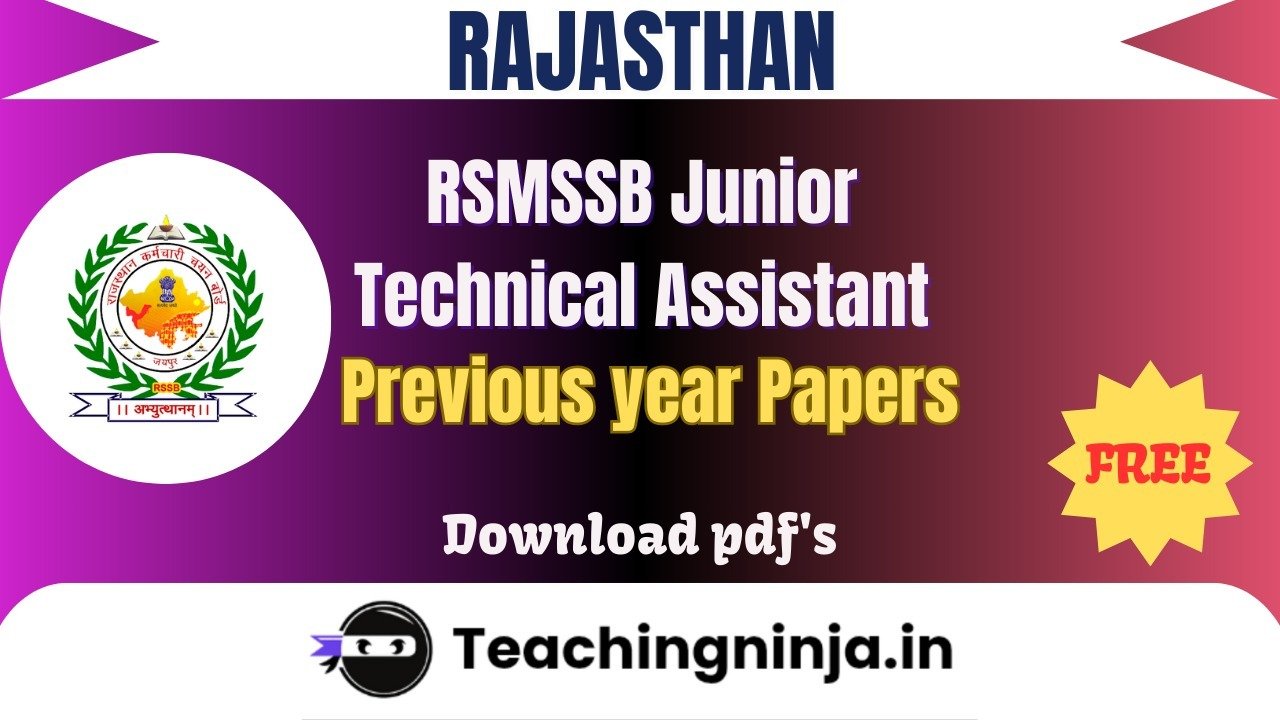 RSMSSB Junior Technical Assistant 2025 Pyp Free Pdf Download