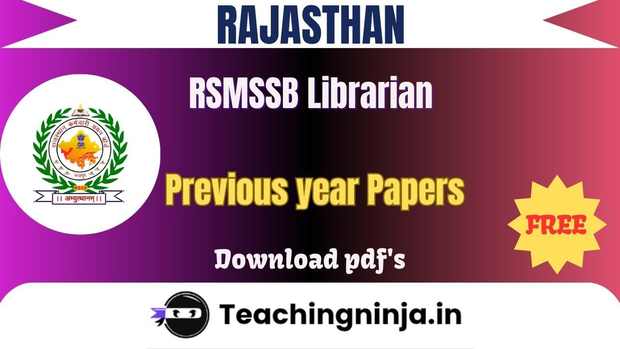 RSMSSB Livestock Assistant 2025 Previous Papers Free Pdf Download