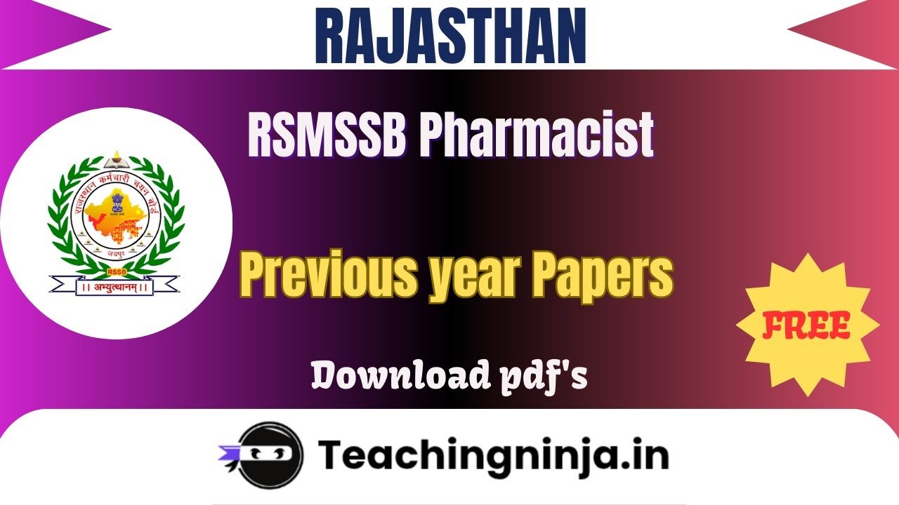 RSMSSB Pharmacist 2012 Previous Paper Free Pdf Download