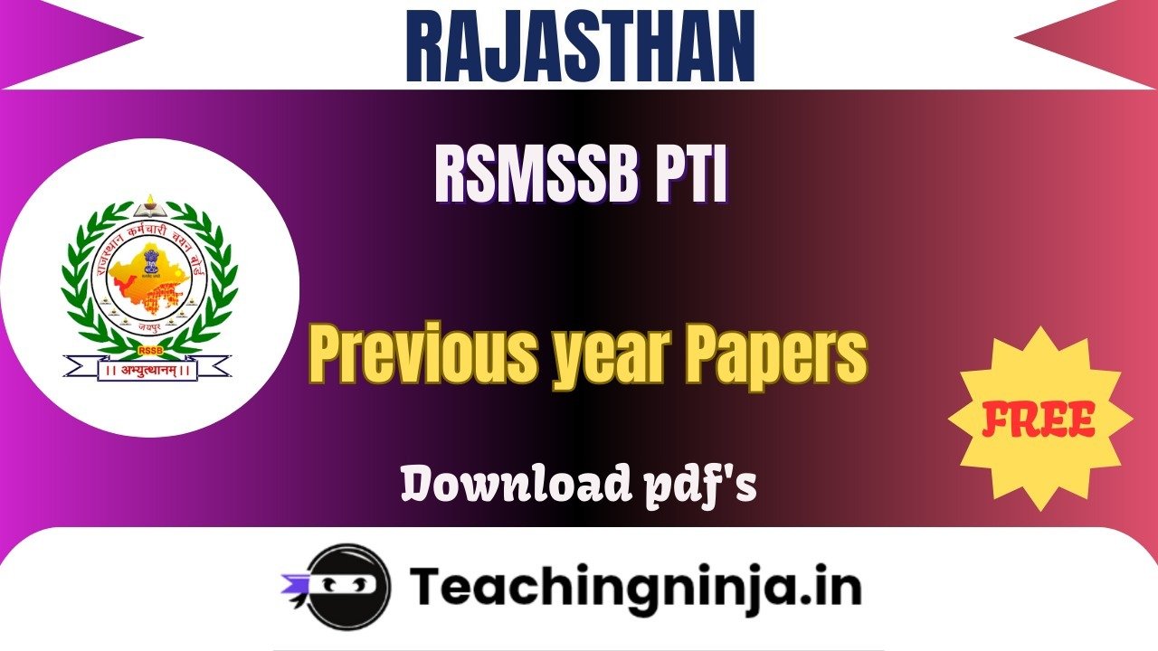 RSMSSB PTI 2022 Previous Papers Free Download Pdf