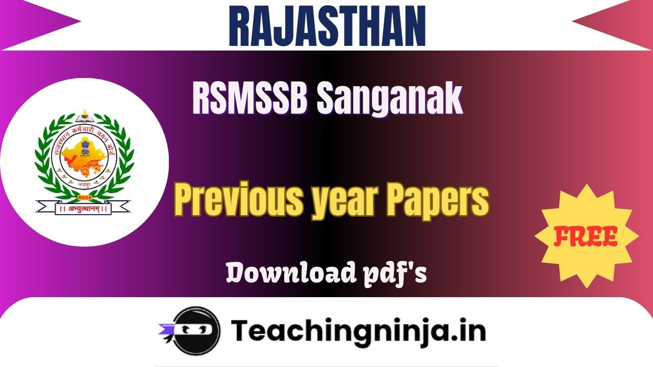 RSMSSB Sanganak 2024 Previous Papers Download Pdf Free