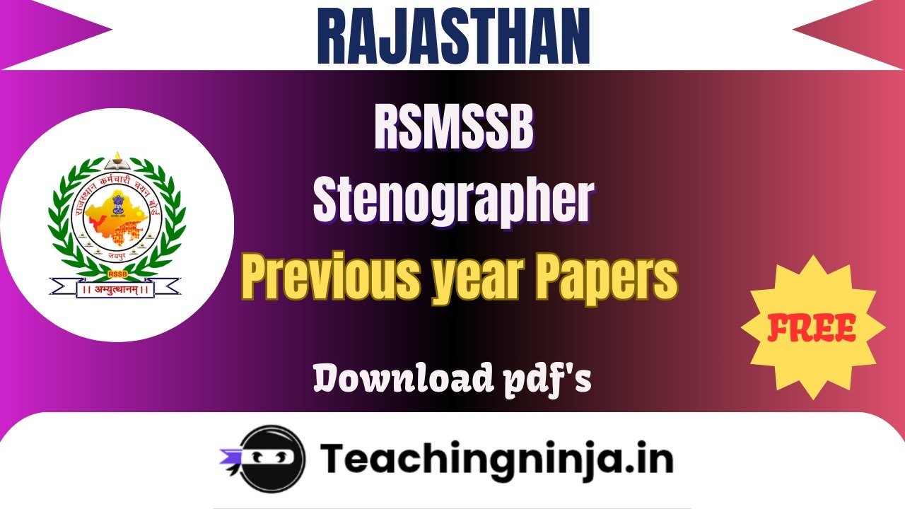 RSMSSB Stenographer 2024 Previous Papers Free Pdf Download
