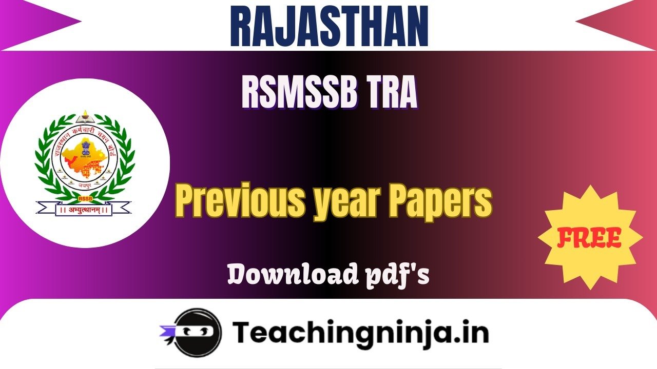RSMSSB TRA 2016 Previous Papers Free Download Pdf
