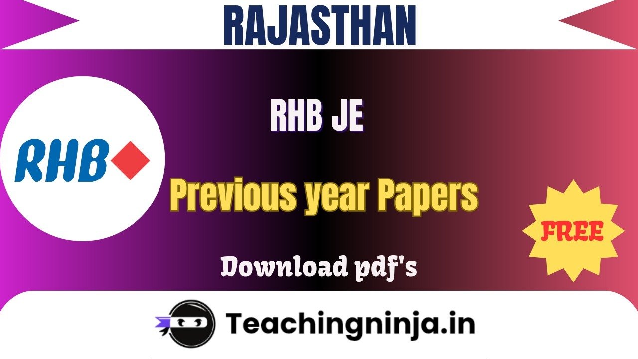 RHB JE 2023 Previous Papers Free Download Pdfs