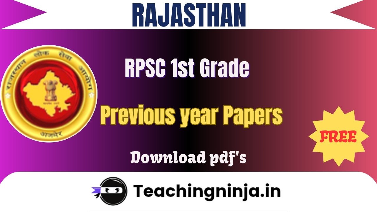 RPSC 1st Grade 2022 Previous Paper Free Download Pdfs