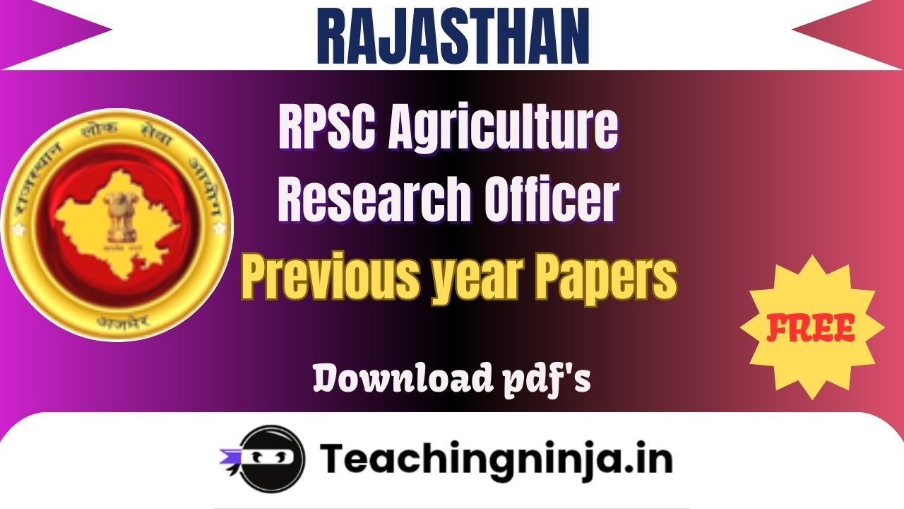 RPSC Agriculture Research Officer 2022 Pyps Free Pdfs Download