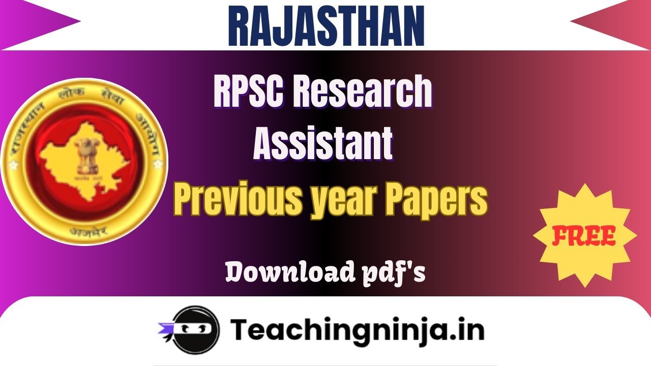 RPSC Research Assistant 2017 Previous Papers Free Pdf Download