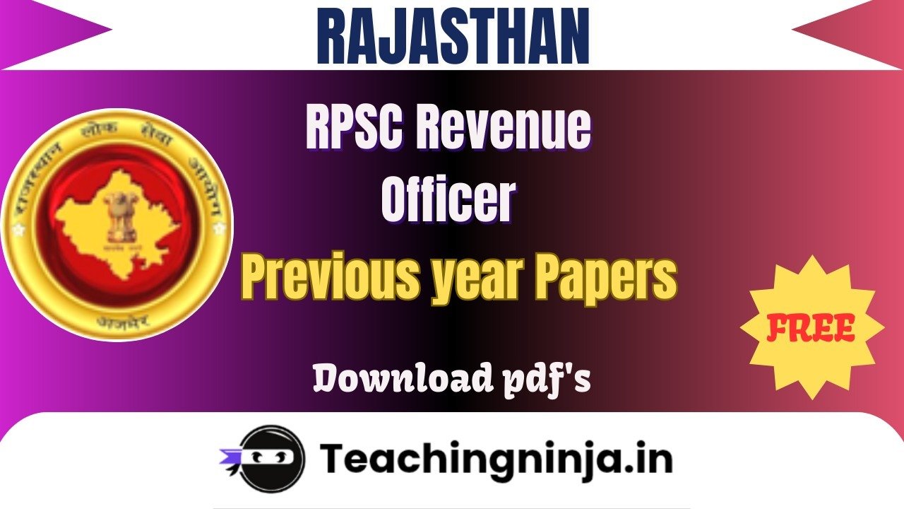 RPSC Revenue Officer 2023 Previous Year Papers Free Download Pdfs