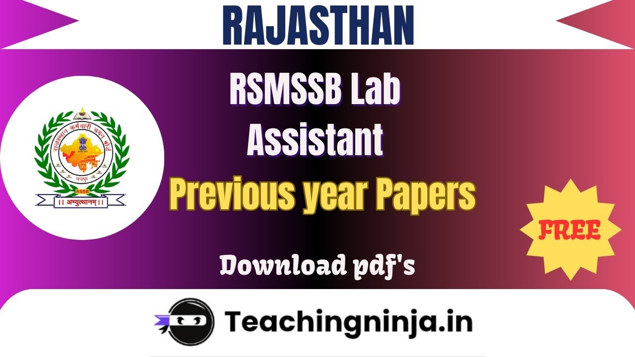 RSMSSB Lab Assistant 2022 Previous Papers Free Pdf Download